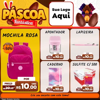 Modelo de Rede Social para Feed Facebook com o tema Páscoa Fantástica para Papelaria