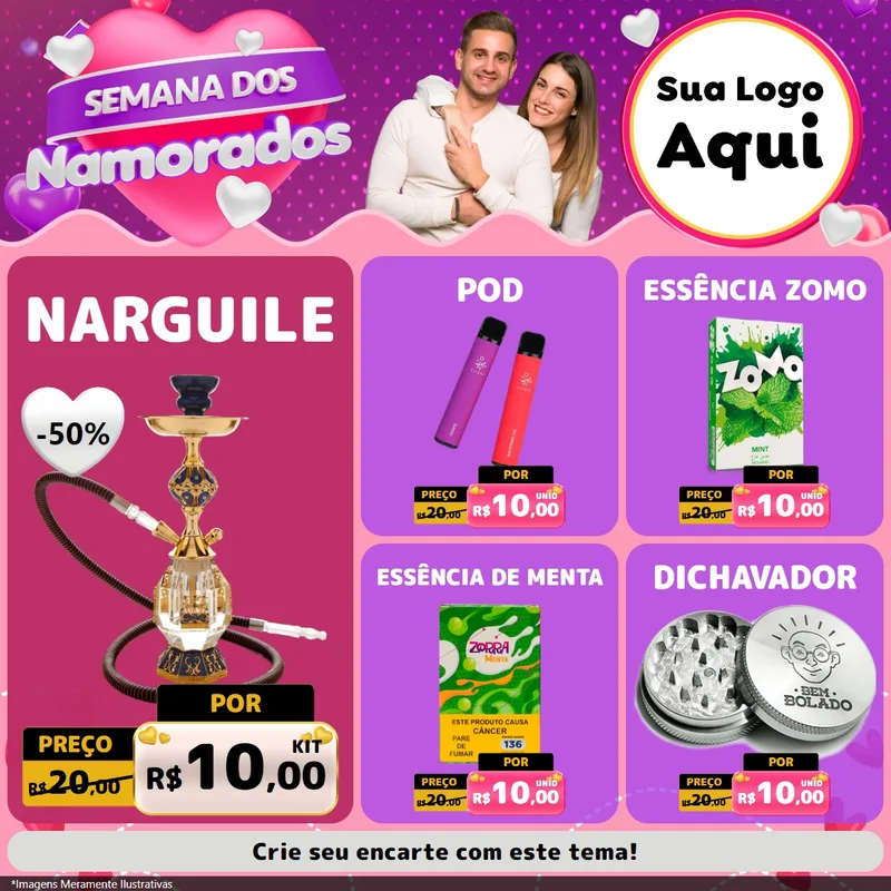 Modelo de Rede Social para Feed Facebook com o tema Semana dos Namorados para Tabacaria