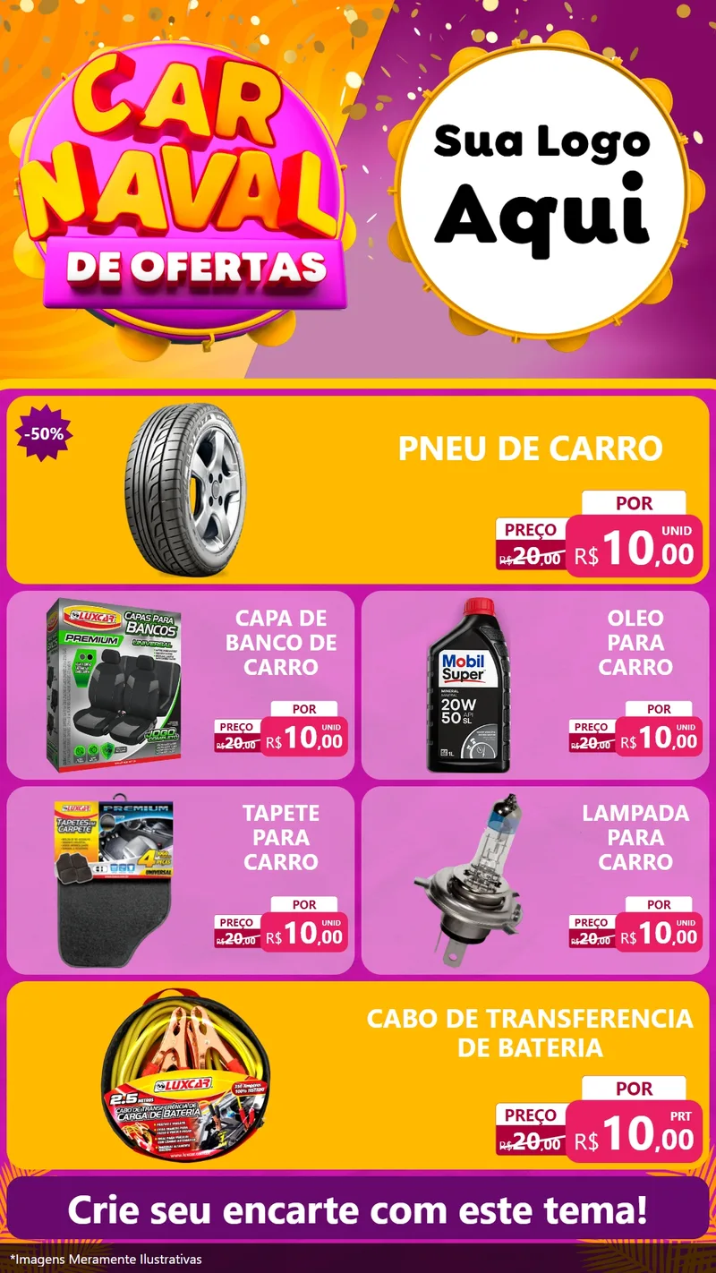 Modelo de TV para TV Vertical com o tema Carnaval de Ofertas para Auto peças
