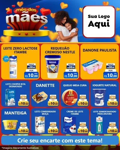 Modelo de Rede Social para Feed Instagram com o tema Mês das Mães para Frios e Laticínios