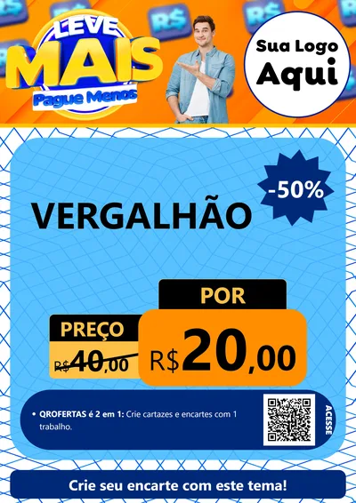Modelo de Cartaz para Cartaz A4 Vertical com o tema Leve Mais, Pague Menos para Ferragens