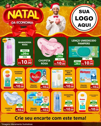 Modelo de Rede Social para Feed Instagram com o tema Natal da Economia para Bebês