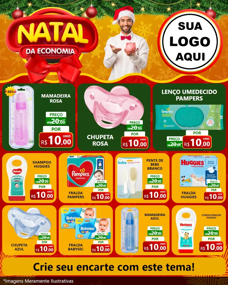Modelo de Rede Social para Feed Instagram com o tema Natal da Economia para Bebês