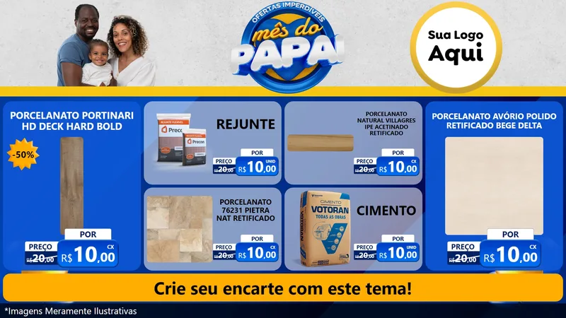 Modelo de TV para TV Horizontal com o tema Ofertas Imperdíveis Mês Do Papai para Pisos e revestimentos
