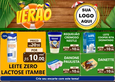 Modelo de Encarte para Encarte A4 Horizontal com o tema Verão para Frios e Laticínios