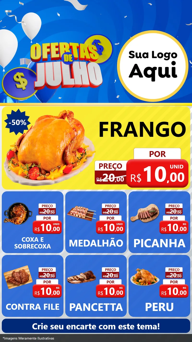 Modelo de Rede Social para Stories com o tema Ofertas de Julho para Assados