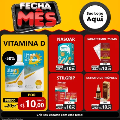 Modelo de Rede Social para Feed Facebook com o tema Fecha Mês para Farmácia