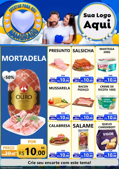 Modelo de Encarte para Encarte A4 Vertical com o tema Ofertas Para Seu Namorado para Frios e Laticínios