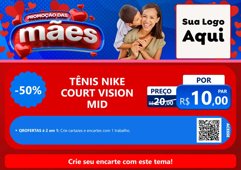 Modelo de Cartaz para Cartaz A4 Horizontal com o tema Promoção das Mães para Calçados