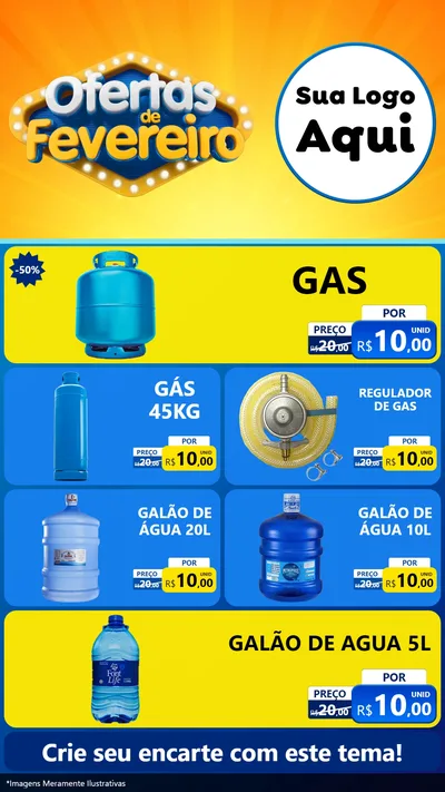 Modelo de TV para TV Vertical com o tema Ofertas de Fevereiro para Água e gás