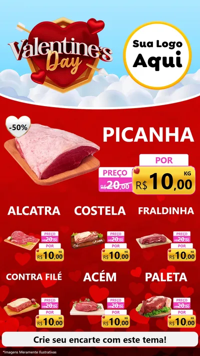Modelo de Rede Social para Stories com o tema Valentine's Day para Açougue