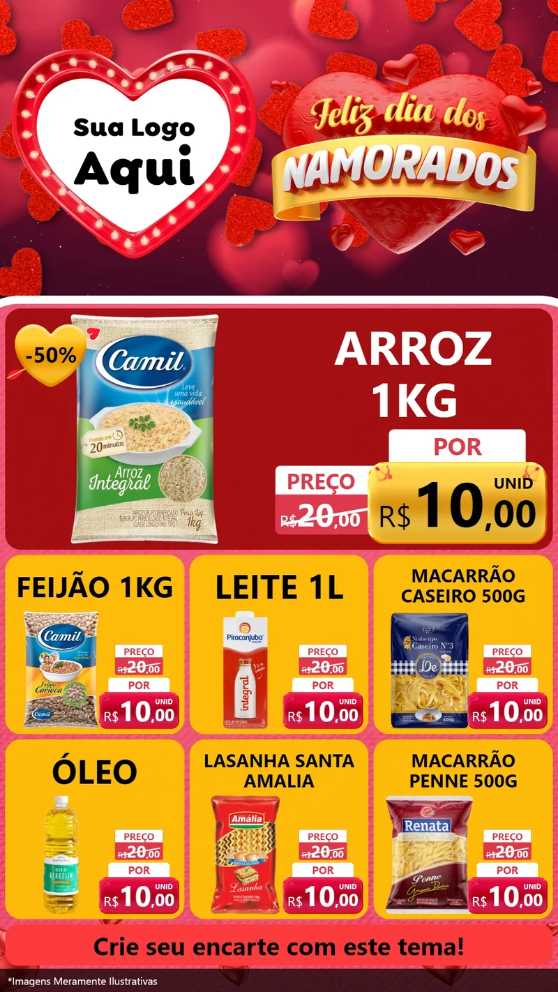 Modelo de Rede Social para Stories com o tema Feliz Dia Dos Namorados para Supermercado