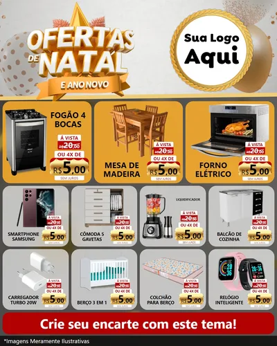 Modelo de Rede Social para Feed Instagram com o tema Ofertas De Natal E Ano Novo para Móveis e Eletro