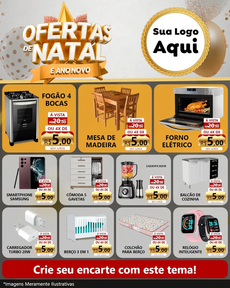 Modelo de Rede Social para Feed Instagram com o tema Ofertas De Natal E Ano Novo para Móveis e Eletro