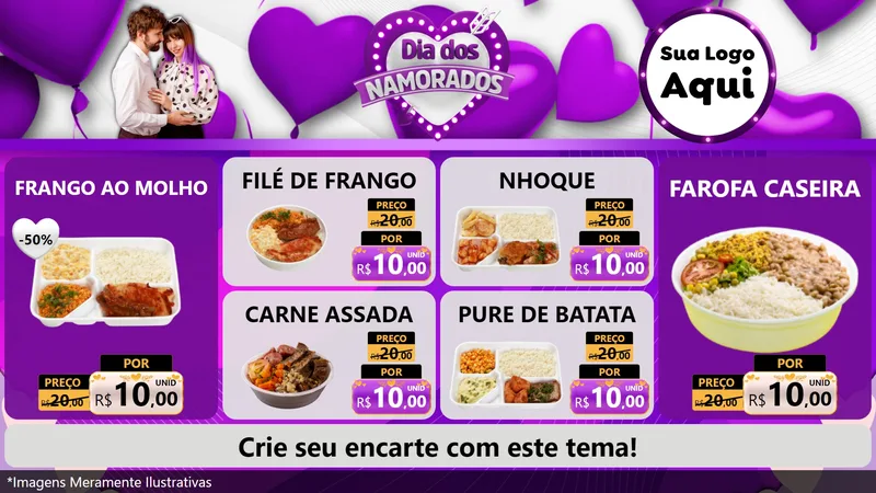 Modelo de TV para TV Horizontal com o tema Dia dos Namorados para Restaurante