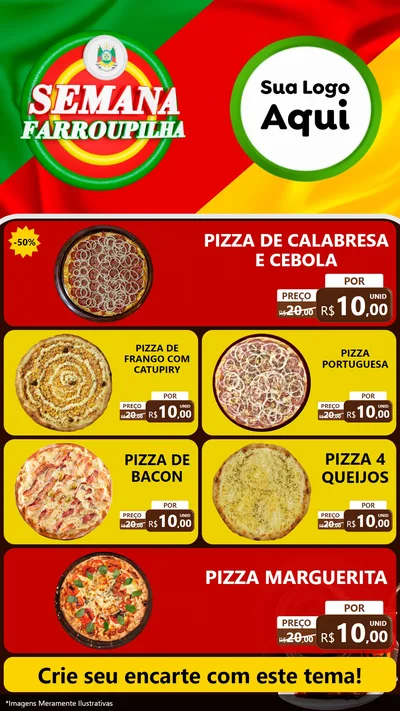 Modelo de TV para TV Vertical com o tema Semana Farroupilha para Pizzaria