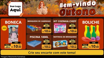Modelo de TV para TV Horizontal com o tema Bem-vindo Outono para Brinquedos