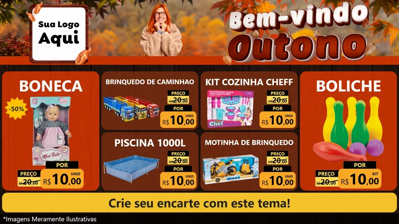 Modelo de TV para TV Horizontal com o tema Bem-vindo Outono para Brinquedos