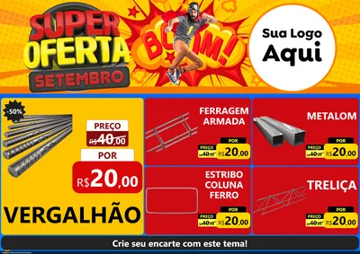 Modelo de Encarte para Encarte A4 Horizontal com o tema Super Oferta Setembro para Ferragens