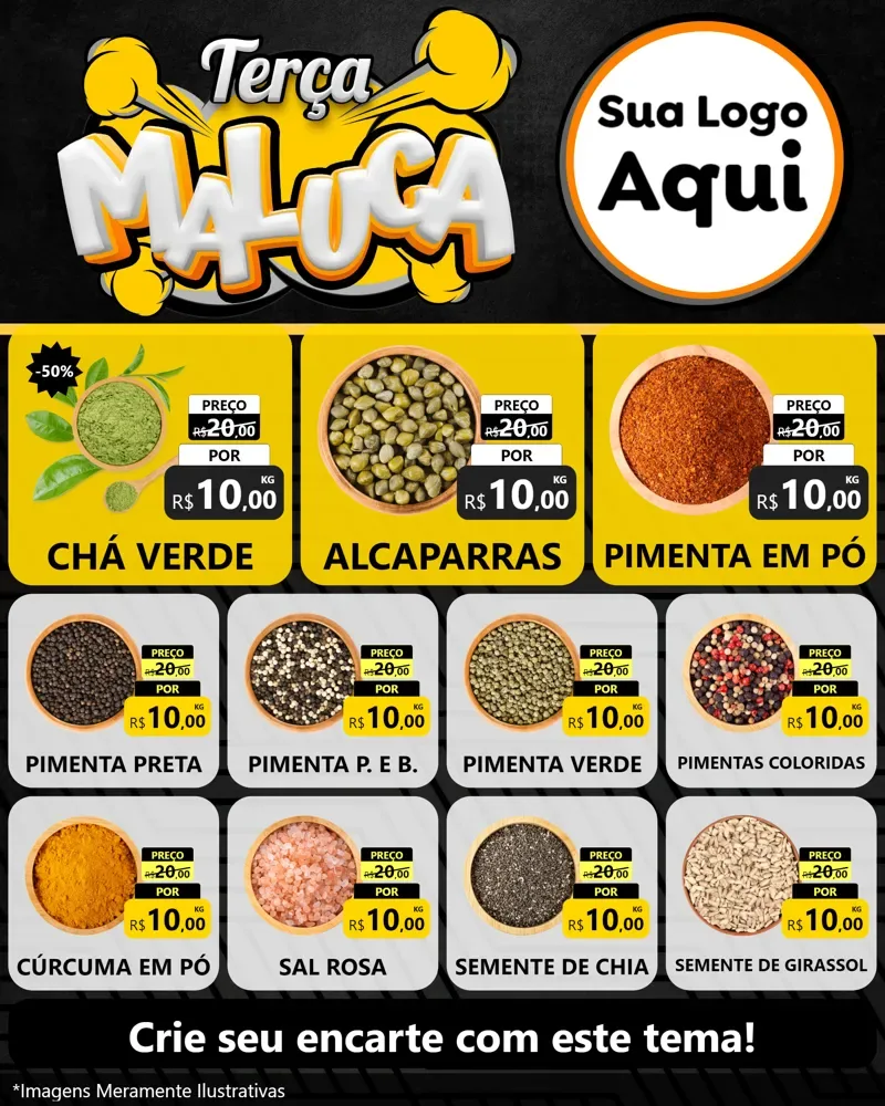 Modelo de Rede Social para Feed Instagram com o tema Terça Maluca para Produtos Naturais