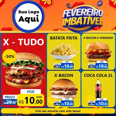 Modelo de Rede Social para Feed Facebook com o tema Fevereiro Imbatível para Hamburgueria