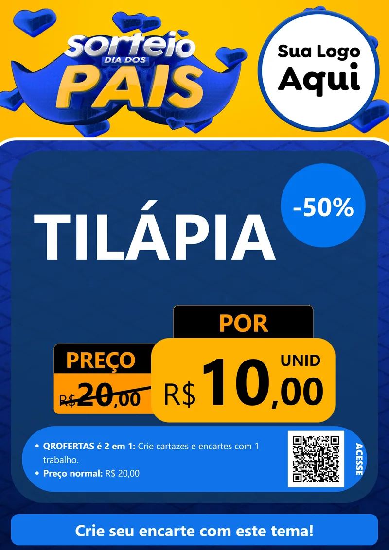 Modelo de Cartaz para Cartaz A4 Vertical com o tema Sorteio Dia dos Pais para Peixaria