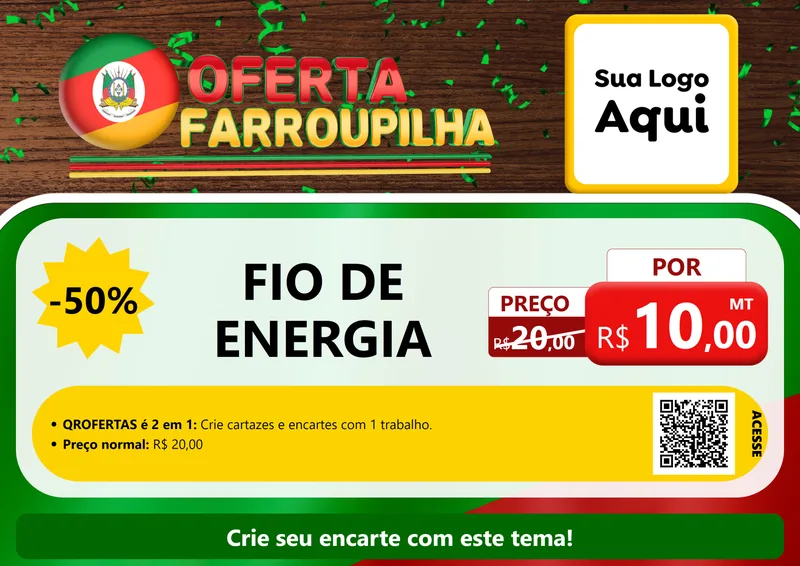 Modelo de Cartaz para Cartaz A4 Horizontal com o tema Oferta Farroupilha para Materiais Elétricos