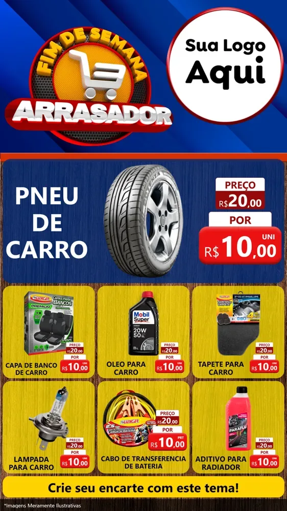 Modelo de Rede Social para Stories com o tema Fim De Semana Arrasador para Auto peças
