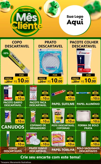 Modelo de Encarte para Encarte Grande com o tema Especial Mês do Cliente para Embalagens