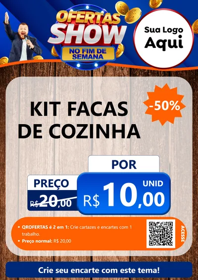 Modelo de Cartaz para Cartaz A4 Vertical com o tema Ofertas Show No Fim De Semana para Utilidades Domésticas