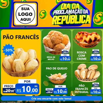 Modelo de Rede Social para Feed Facebook com o tema Dia Da Proclamação da República para Padaria