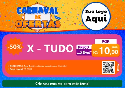 Modelo de Cartaz para Cartaz A4 Horizontal com o tema Carnaval de Ofertas para Hamburgueria