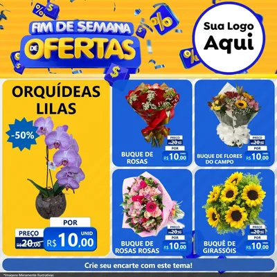 Modelo de Rede Social para Feed Facebook com o tema Fim de Semana de Ofertas para Floricultura e jardim