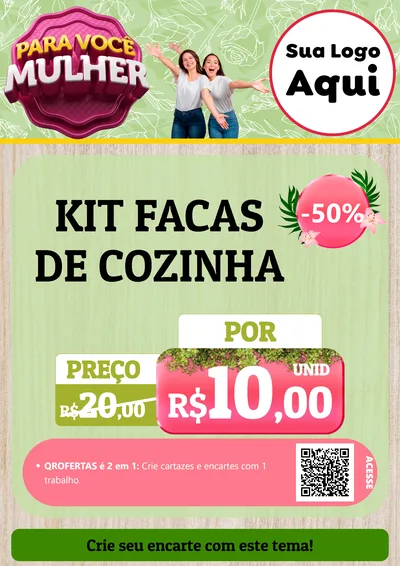 Modelo de Cartaz para Cartaz A4 Vertical com o tema Para Você Mulher para Utilidades Domésticas