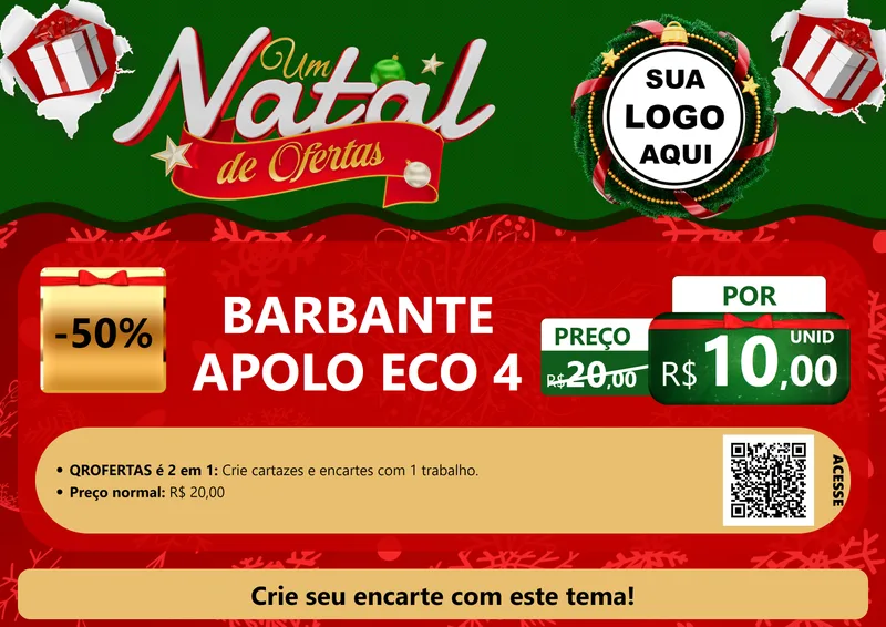 Modelo de Cartaz para Cartaz A4 Horizontal com o tema Um Natal de Ofertas para Armarinho e Aviamentos