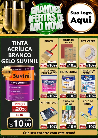 Modelo de Encarte para Encarte A4 Vertical com o tema Grandes Ofertas de Ano Novo para Tintas e Ferramentas