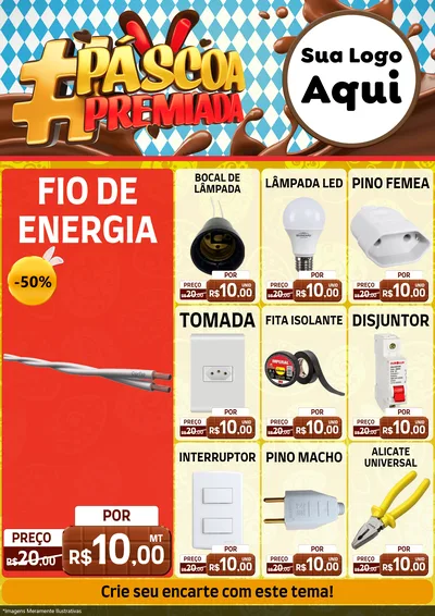 Modelo de Encarte para Encarte A4 Vertical com o tema Páscoa Premiada para Materiais Elétricos