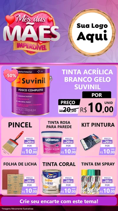 Modelo de Rede Social para Stories com o tema Mês das Mães Imperdível para Tintas e Ferramentas