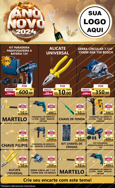 Modelo de Encarte para Encarte Grande com o tema Feliz Ano Novo 2027 para Maquinas e Ferramentas