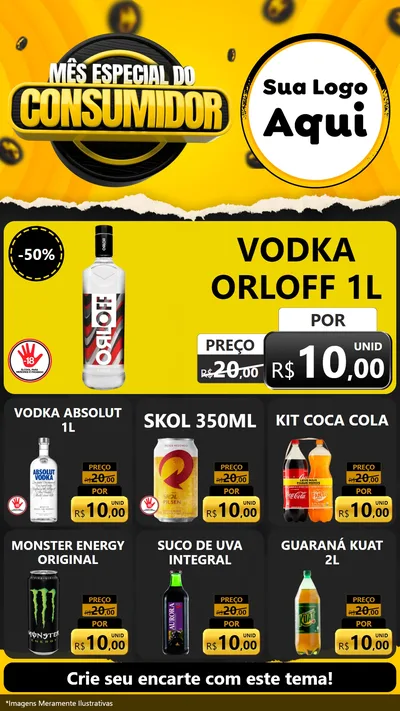 Modelo de Rede Social para Stories com o tema Mês Especial do Consumidor para Distribuidora de bebidas