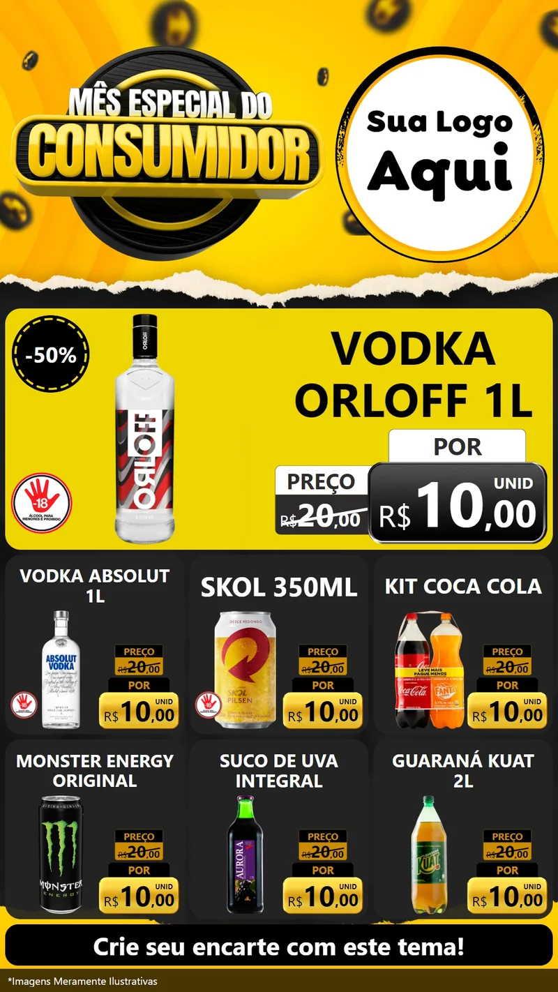 Modelo de Rede Social para Stories com o tema Mês Especial do Consumidor para Distribuidora de bebidas