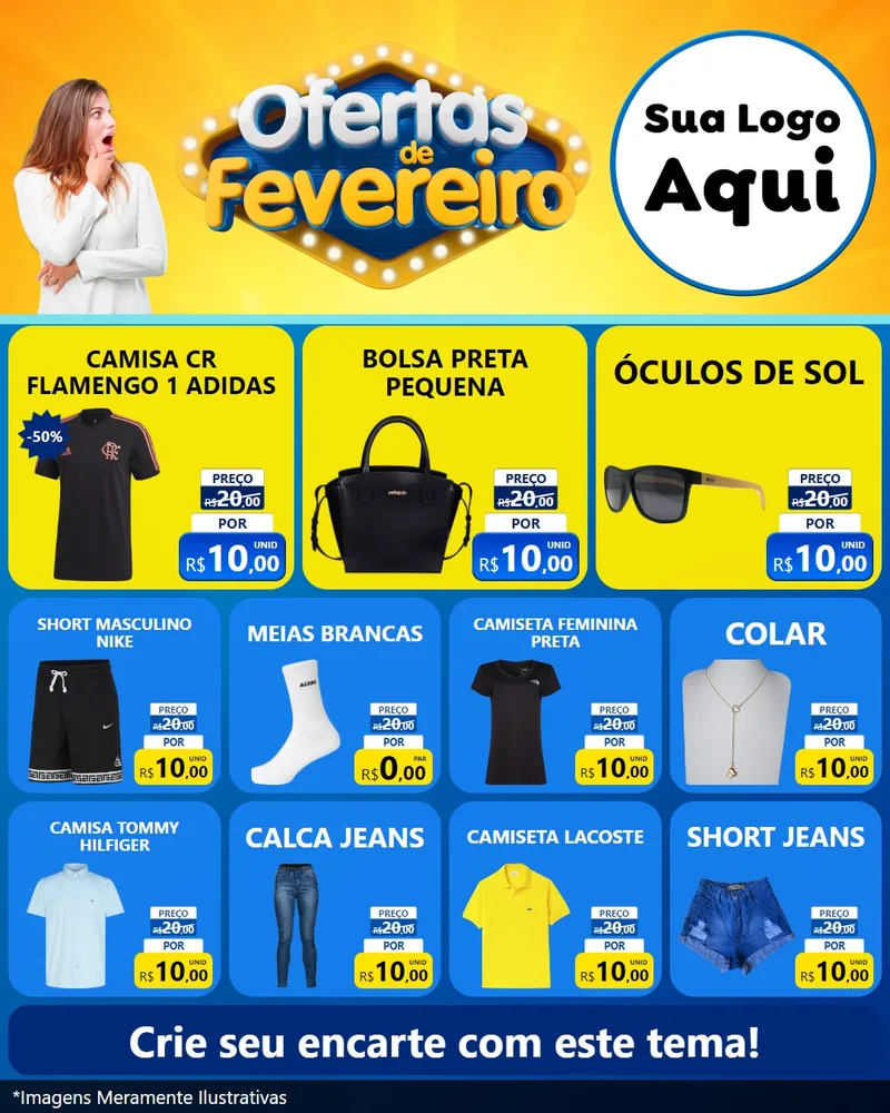 Modelo de Rede Social para Feed Instagram com o tema Ofertas de Fevereiro para Roupas e acessórios