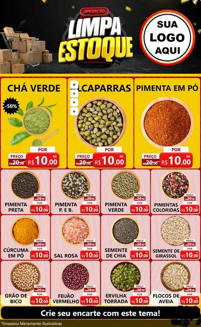 Modelo de Encarte para Encarte Grande com o tema Operação Limpa Estoque para Produtos Naturais