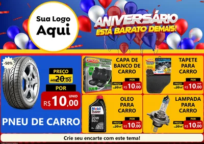 Modelo de Encarte para Encarte A4 Horizontal com o tema Aniversário para Auto peças