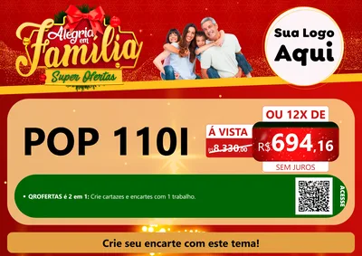 Modelo de Cartaz para Cartaz A4 Horizontal com o tema Alegria em Família Super Ofertas - Natal para Concessionaria de Motos