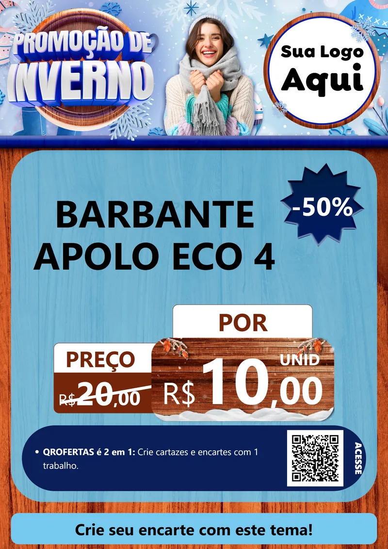Modelo de Cartaz para Cartaz A4 Vertical com o tema Promoção de Inverno para Armarinho e Aviamentos