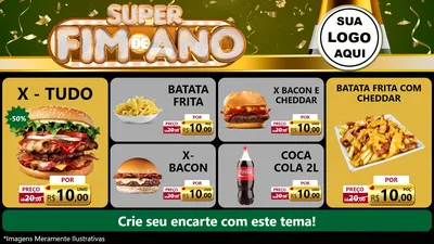 Modelo de TV para TV Horizontal com o tema Super Fim de Ano para Hamburgueria