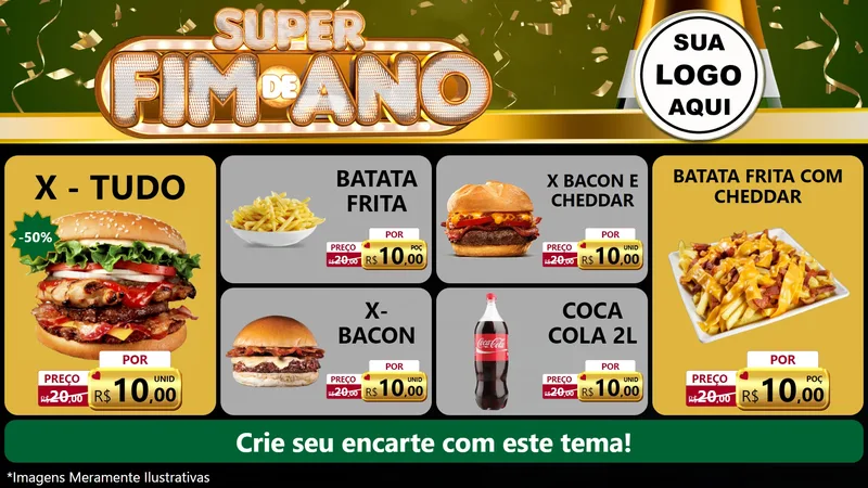 Modelo de TV para TV Horizontal com o tema Super Fim de Ano para Hamburgueria
