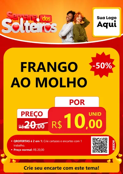 Modelo de Cartaz para Cartaz A4 Vertical com o tema Semana dos Solteiros para Restaurante