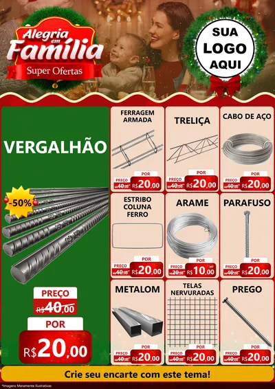 Modelo de Encarte para Encarte A4 Vertical com o tema Alegria Em Família - Super Ofertas para Ferragens